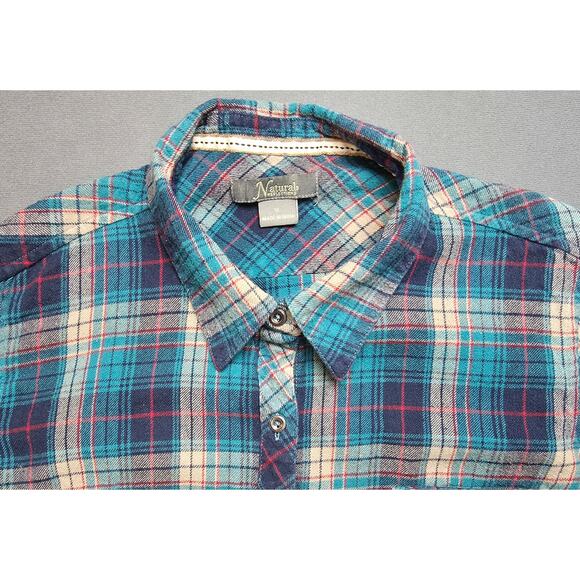 Natural Reflections Blue Plaid Flannel Womens Size XL Soft Lightweight - Picture 2 of 8